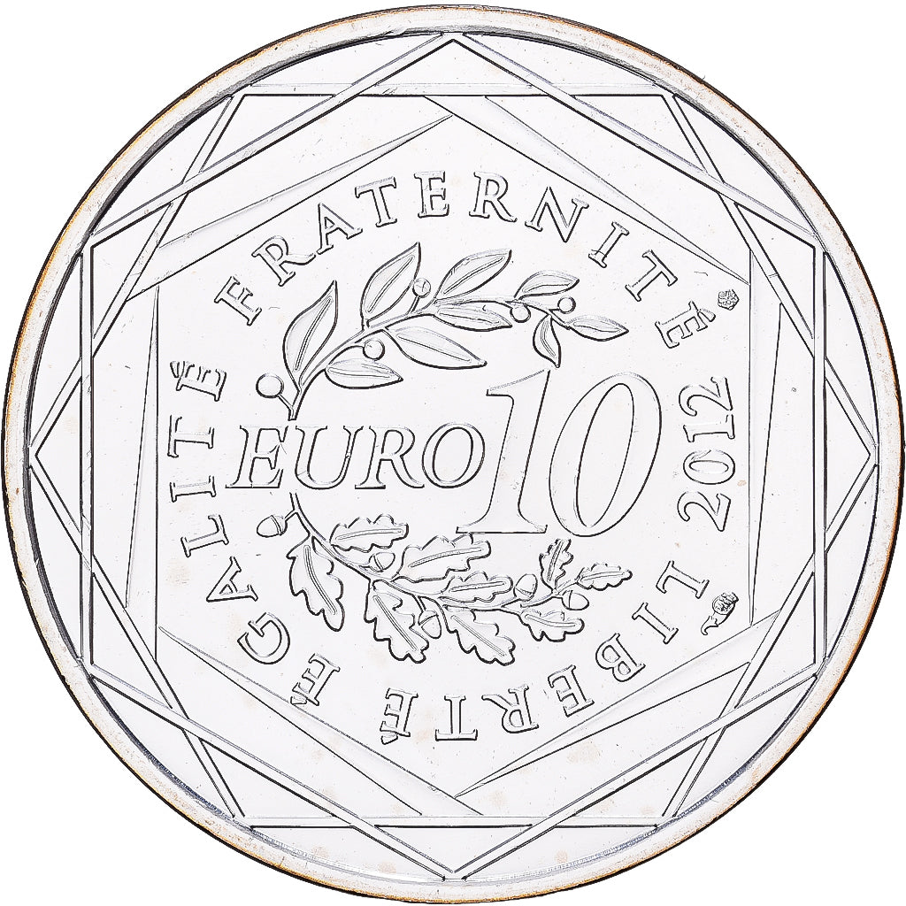 France, 10 Euro, Centre, 2012, Paris, Silver, MS(60-62), Gadoury:EU514, KM:1868