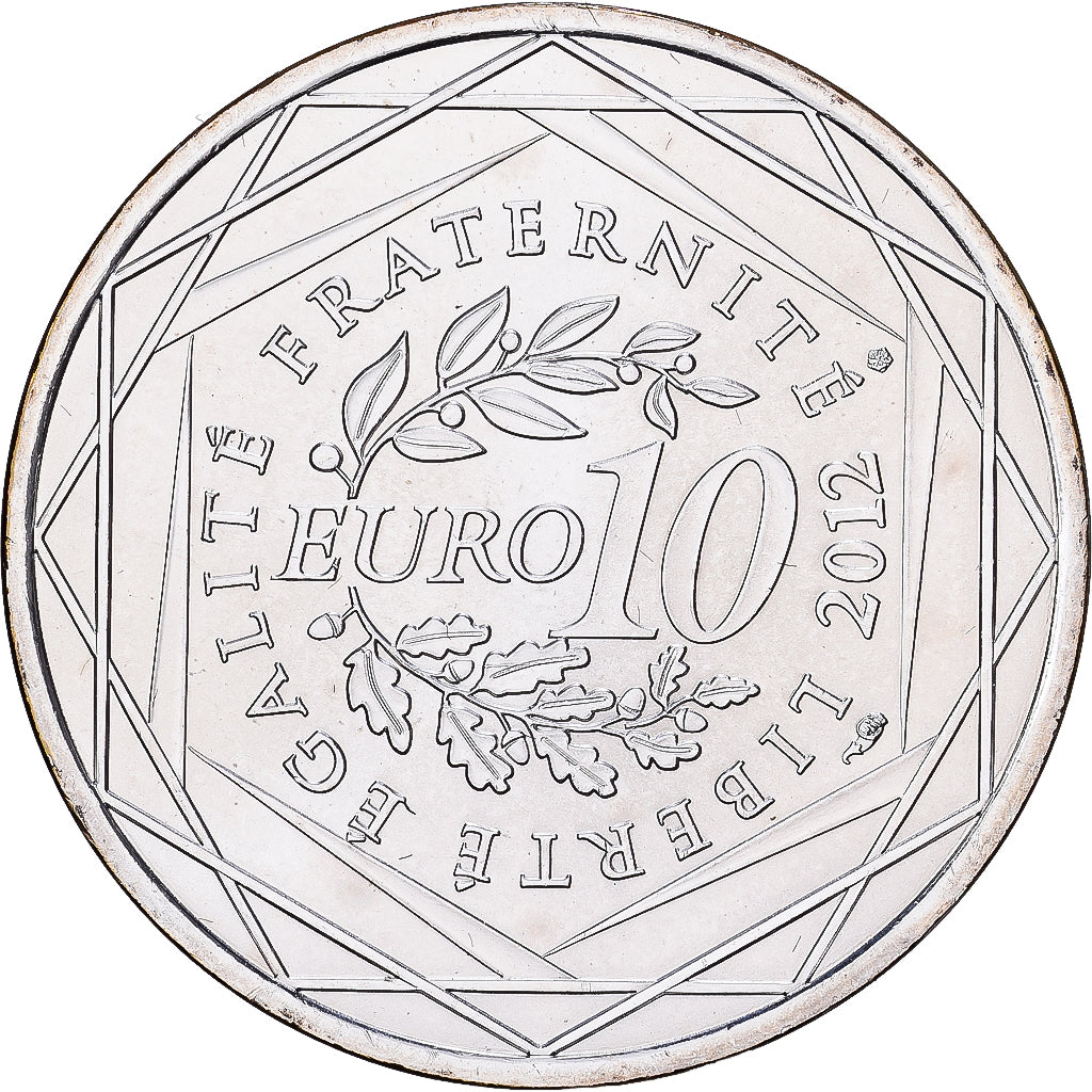 France, 10 Euro, Bourgogne, 2012, Paris, Silver, MS(60-62), Gadoury:EU514