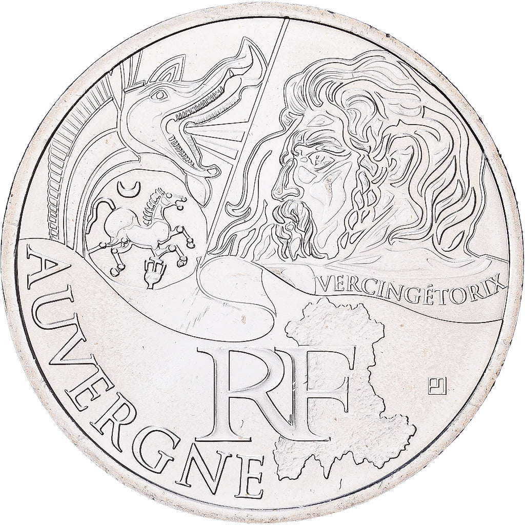 France, 10 Euro, Auvergne, 2012, Paris, Argent, SUP+, Gadoury:EU514, KM:1864