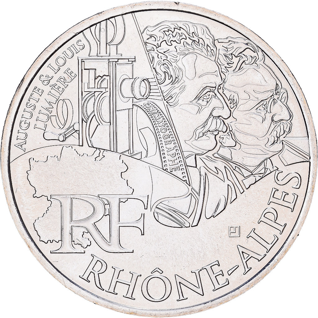 France, 10 Euro, Rhône-Alpes, 2012, Paris, Silver, MS(60-62), Gadoury:EU514