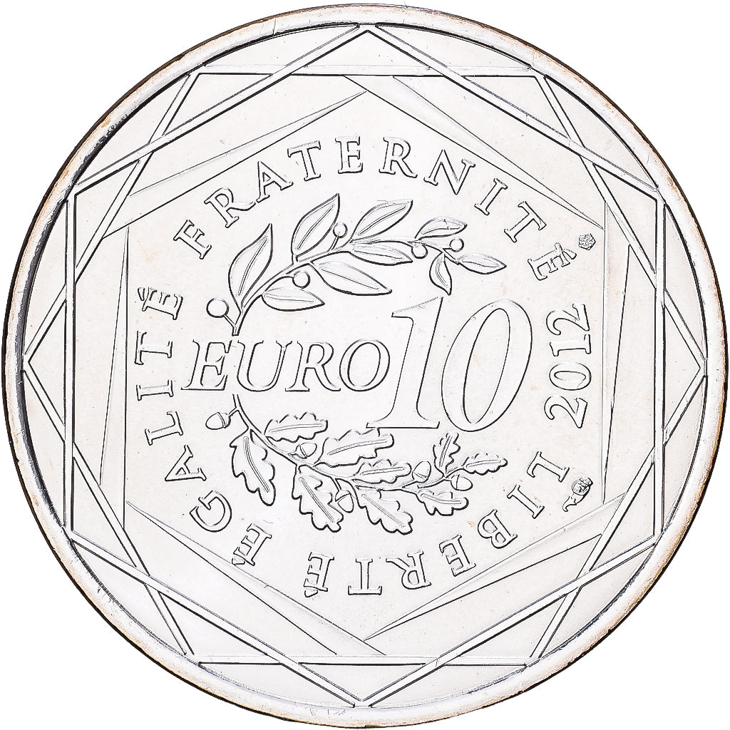 France, 10 Euro, Rhône-Alpes, 2012, Paris, Silver, MS(60-62), Gadoury:EU514
