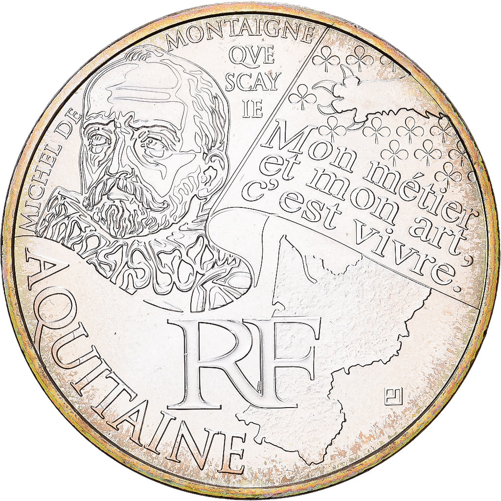 France, 10 Euro, Aquitaine, 2012, Paris, Silver, MS(60-62), Gadoury:EU514