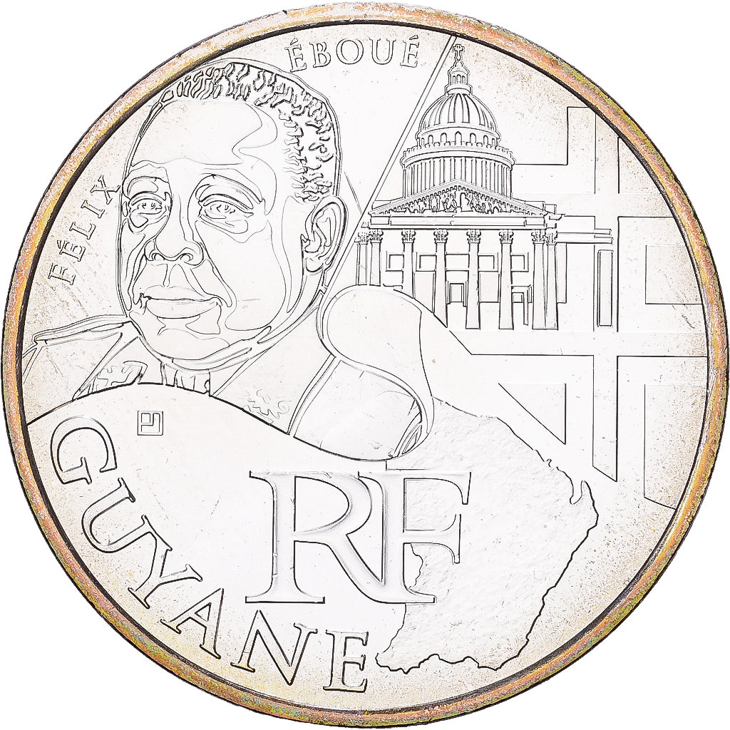 France, 10 Euro, Guyane, 2012, Paris, Silver, MS(60-62), Gadoury:EU514, KM:1872
