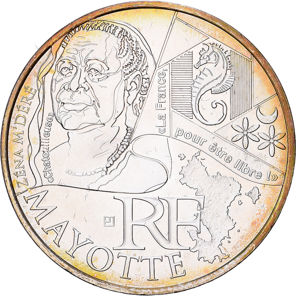 France, 10 Euro, Mayotte, 2012, Paris, Argent, SUP+, Gadoury:EU514, KM:1862