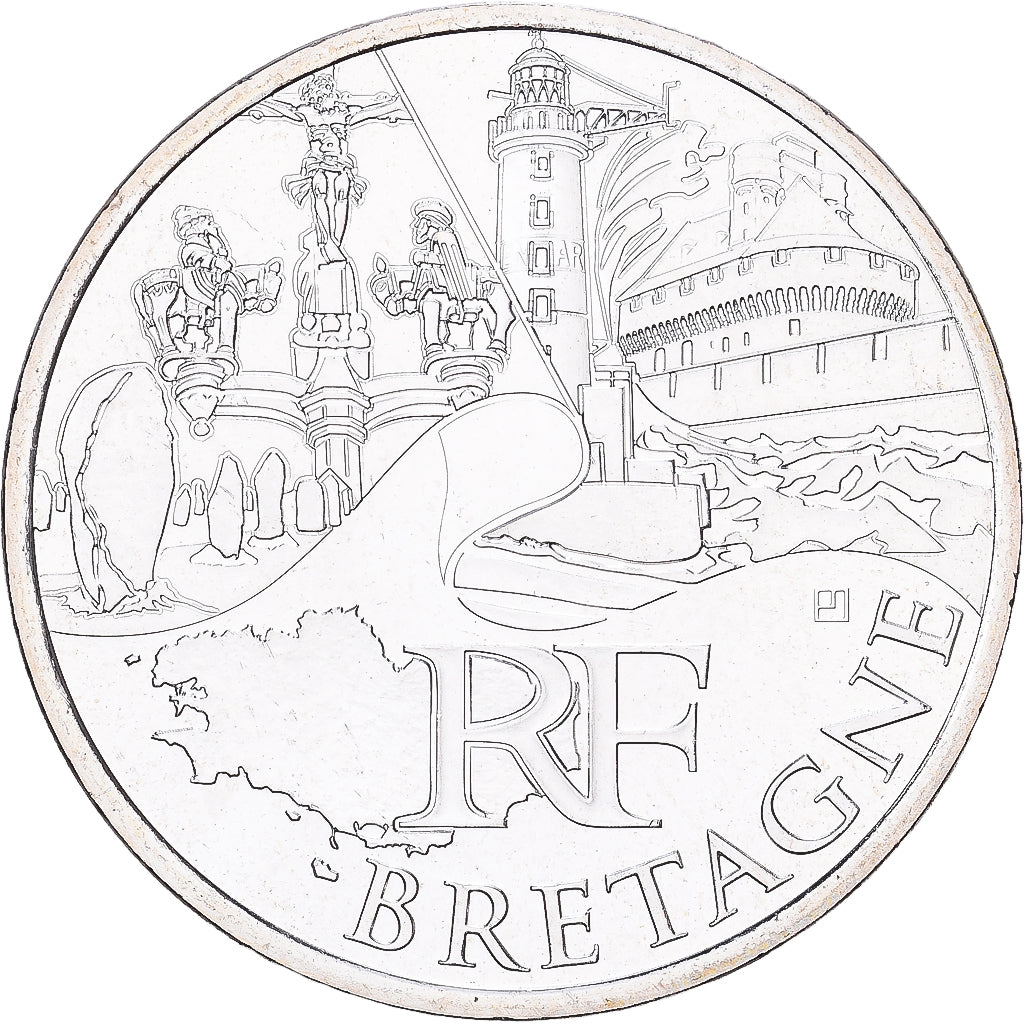 France, 10 Euro, Bretagne, 2011, Paris, Silver, MS(60-62), Gadoury:EU450