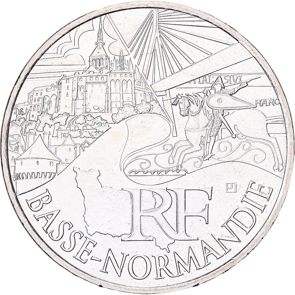 France, 10 Euro, Basse-Normandie, 2011, Paris, Silver, MS(60-62), Gadoury:EU450