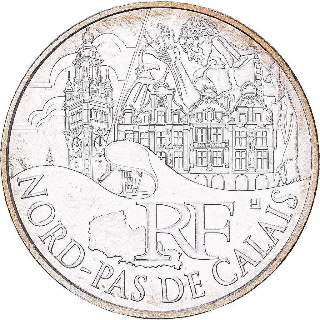 France, 10 Euro, Nord-Pas-de-Calais, 2011, Paris, Silver, MS(60-62)