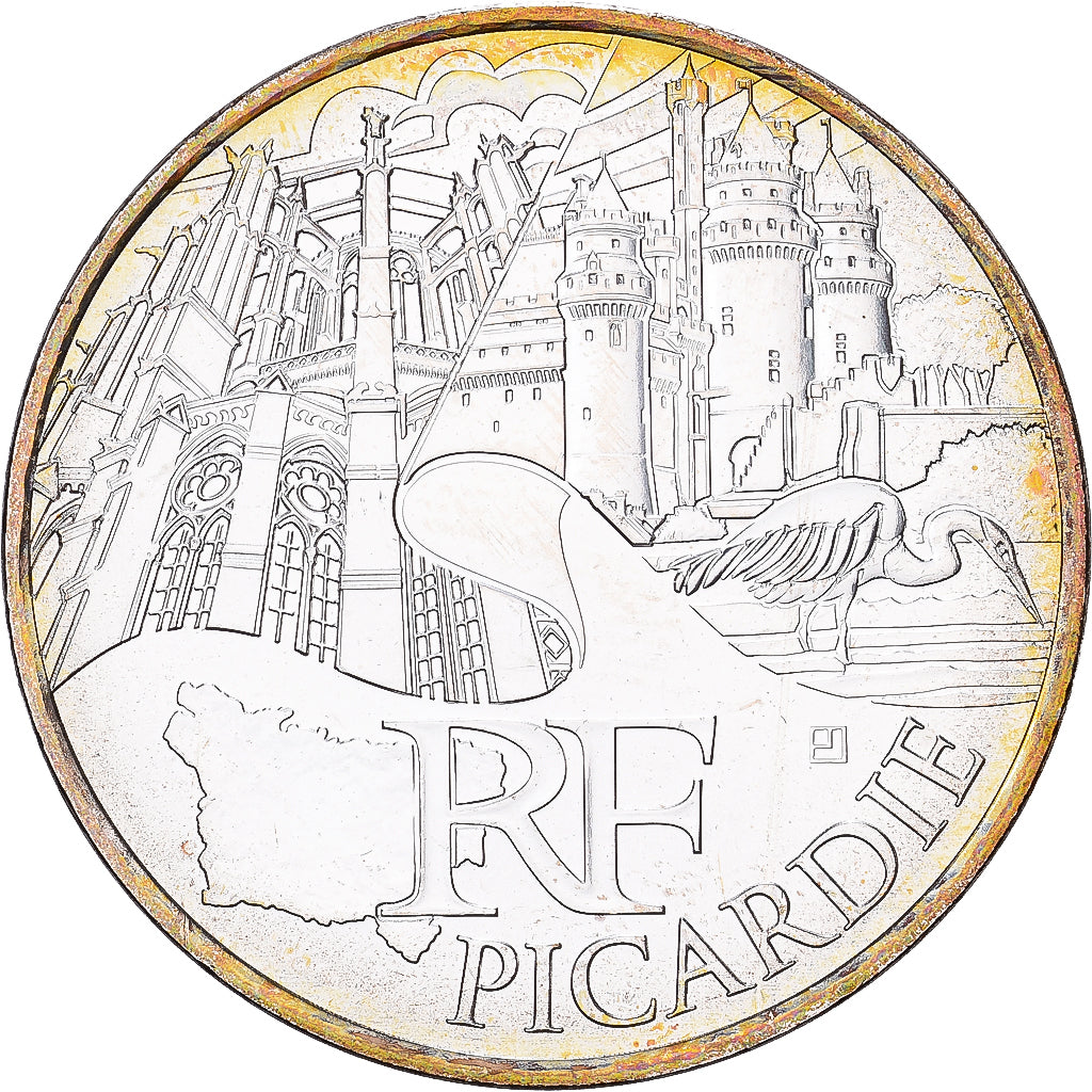 France, 10 Euro, Picardie, 2011, Paris, Silver, MS(60-62), Gadoury:EU450