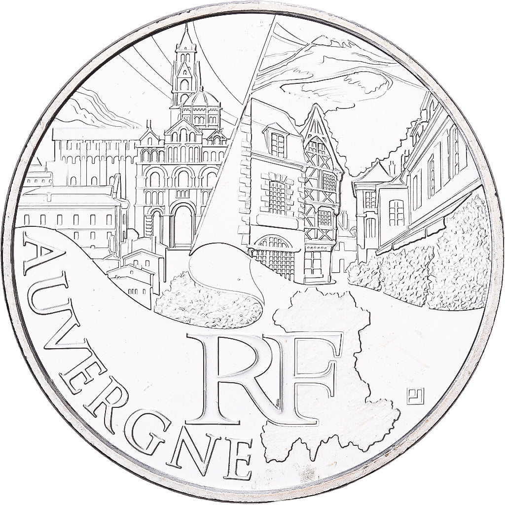 France, 10 Euro, Auvergne, 2011, Paris, Silver, MS(60-62), Gadoury:EU450