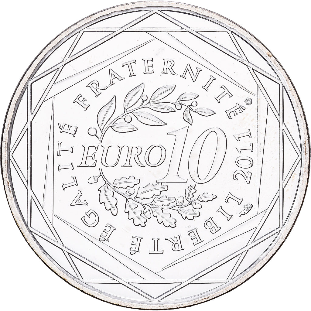 France, 10 Euro, Auvergne, 2011, Paris, Silver, MS(60-62), Gadoury:EU450