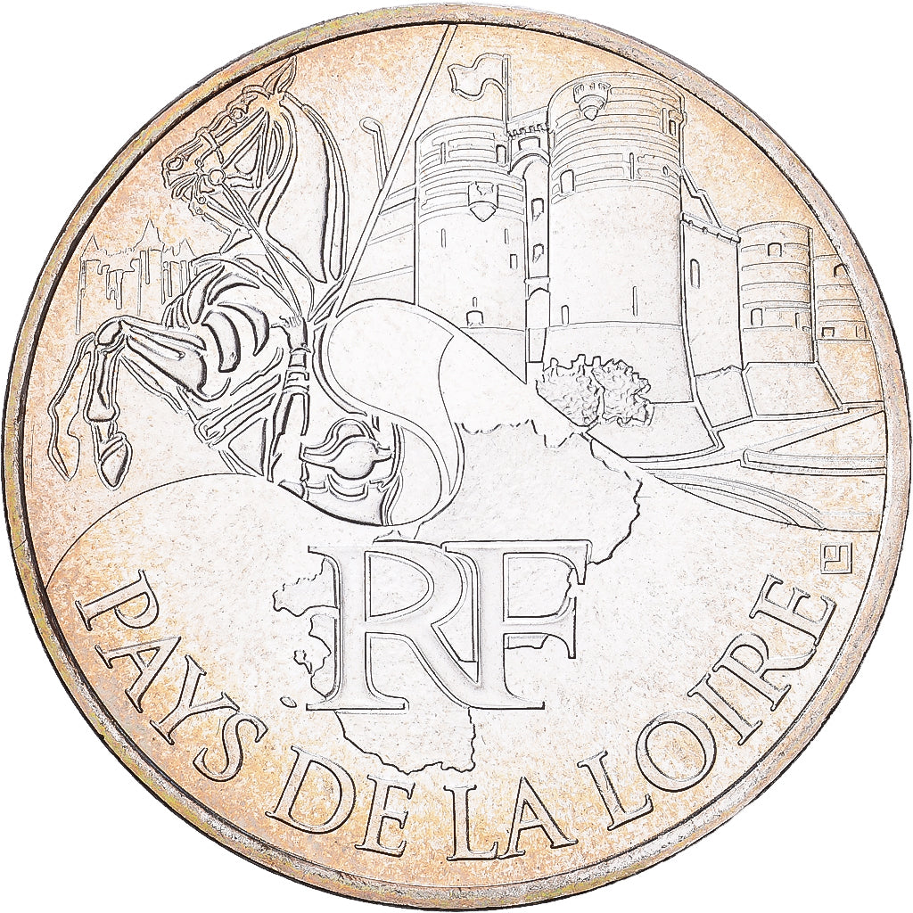 France, 10 Euro, Pays de la Loire, 2011, Paris, Silver, MS(60-62)