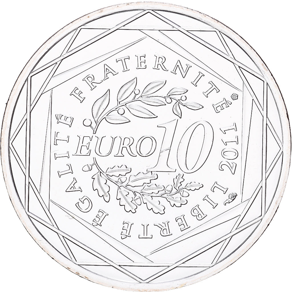 França, 10 Euro, Centre, 2011, Paris, Prata, MS(60-62), Gadoury:EU450, KM:1732