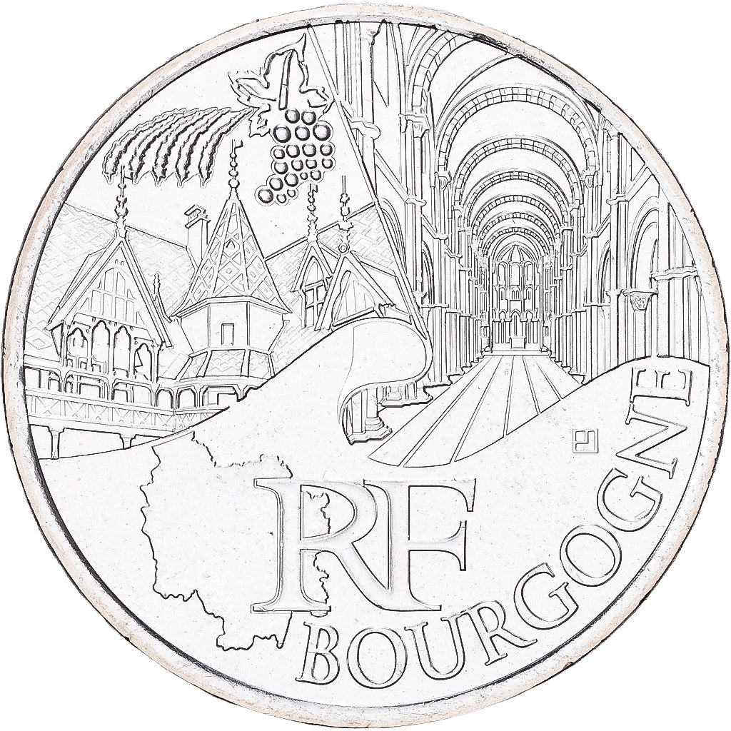 France, 10 Euro, Bourgogne, 2011, Paris, Argent, SUP+, Gadoury:EU450, KM:1731