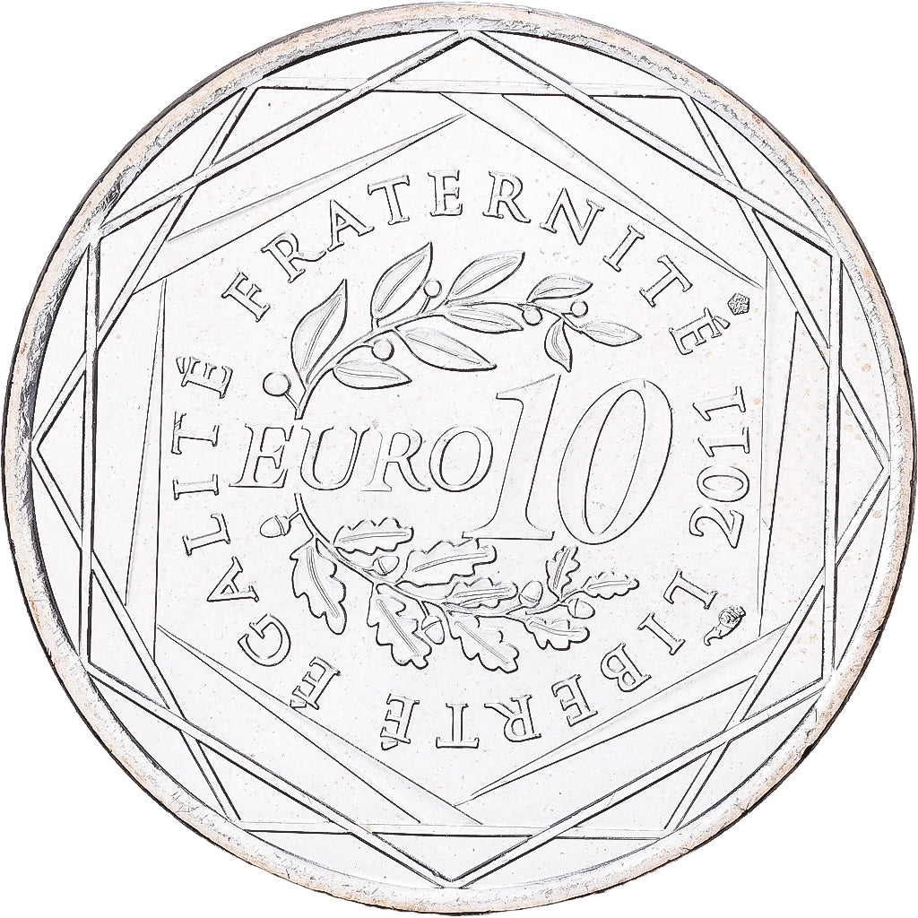 France, 10 Euro, Bourgogne, 2011, Paris, Argent, SUP+, Gadoury:EU450, KM:1731