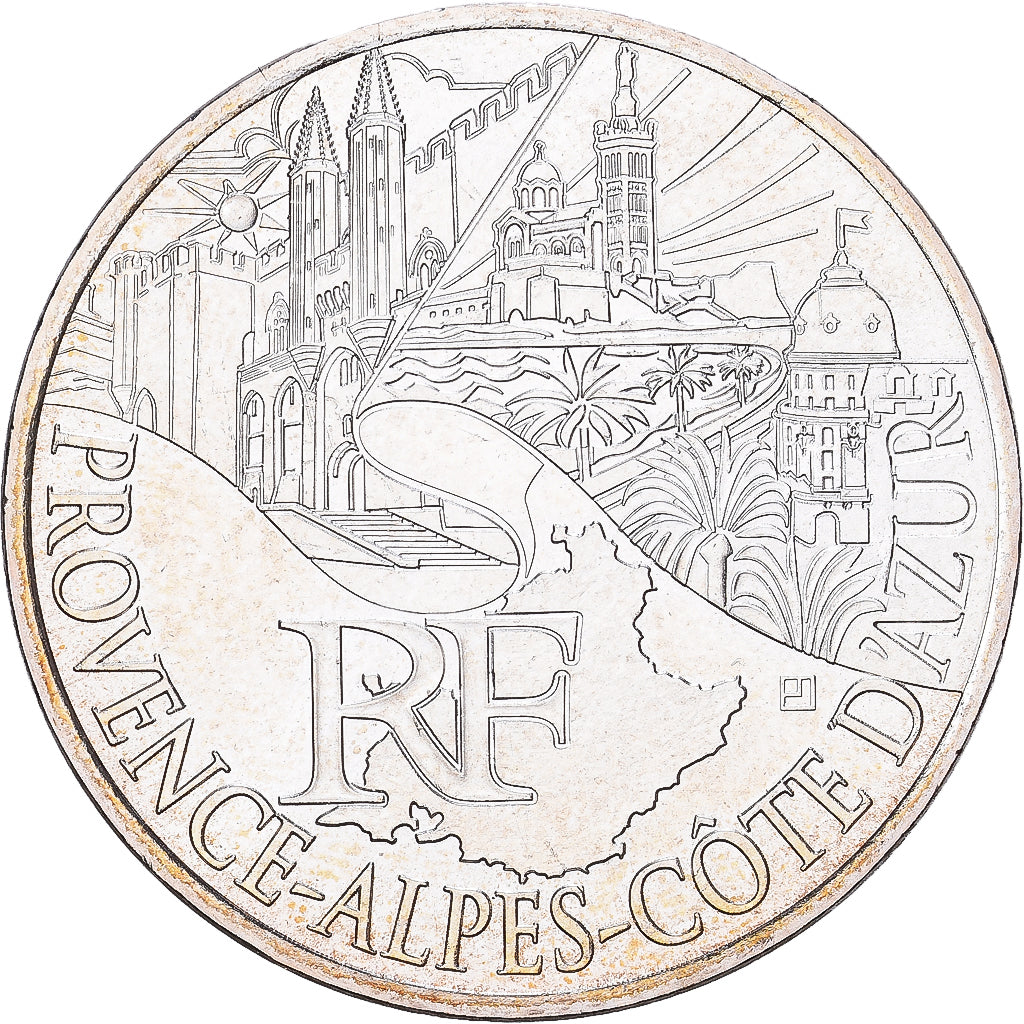 France, 10 Euro, Provence-Alpes-Côte d'Azur, 2011, Paris, Silver, MS(60-62)