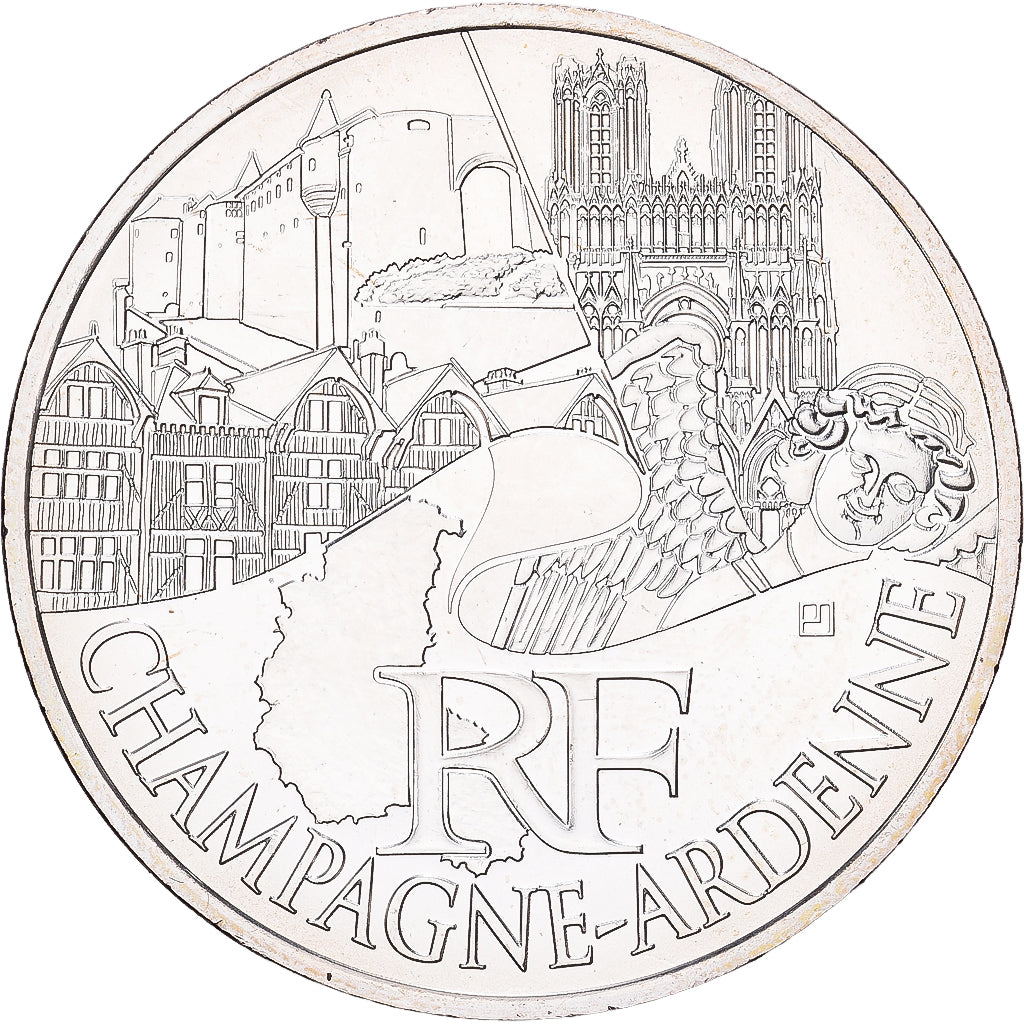 France, 10 Euro, Champagne-Ardenne, 2011, Paris, Silver, MS(60-62)