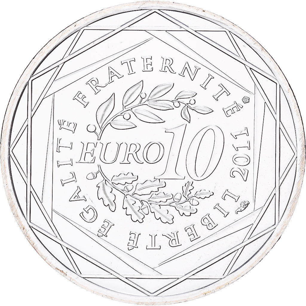 France, 10 Euro, Champagne-Ardenne, 2011, Paris, Silver, MS(60-62)