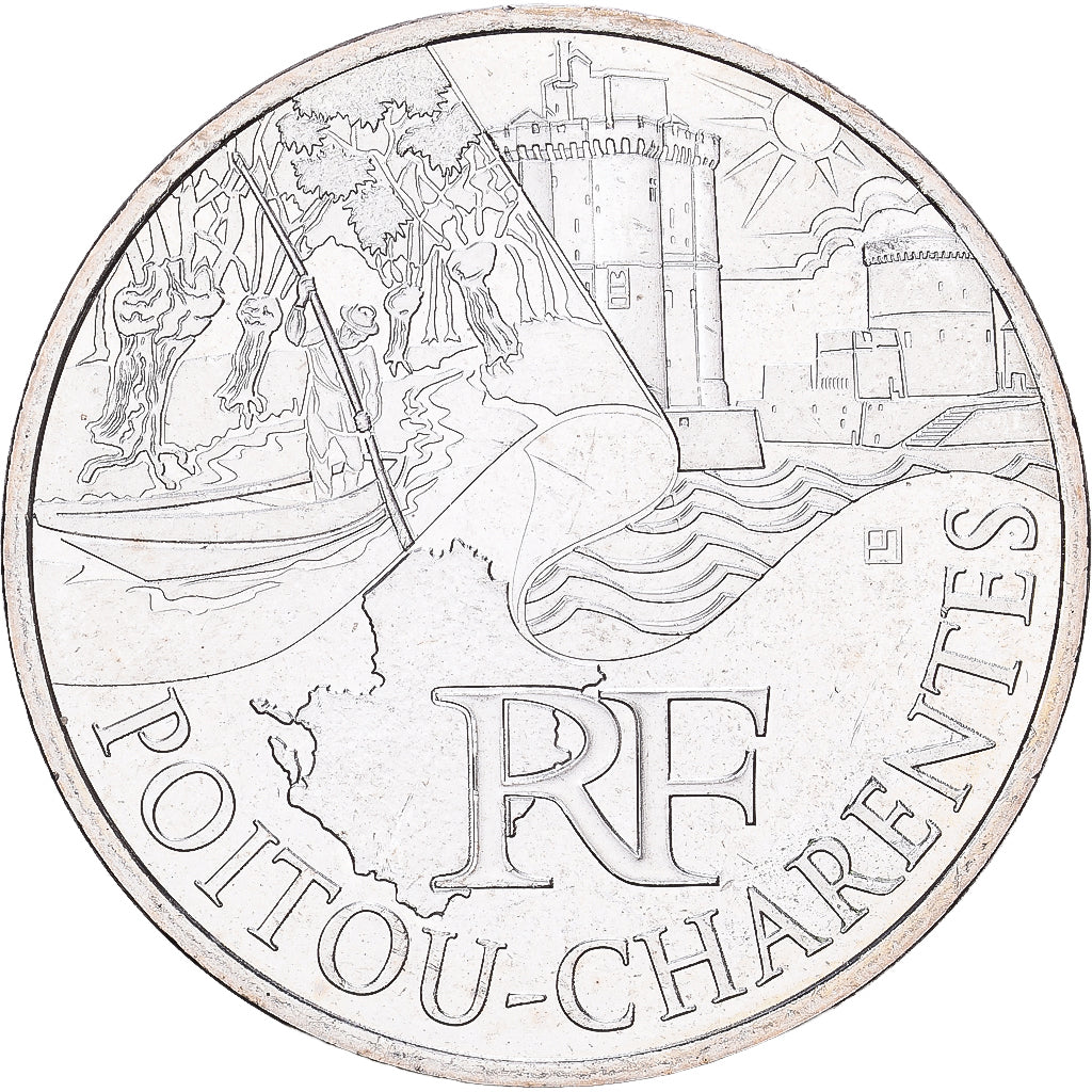 France, 10 Euro, Poitou-Charentes, 2011, Paris, Silver, MS(60-62)