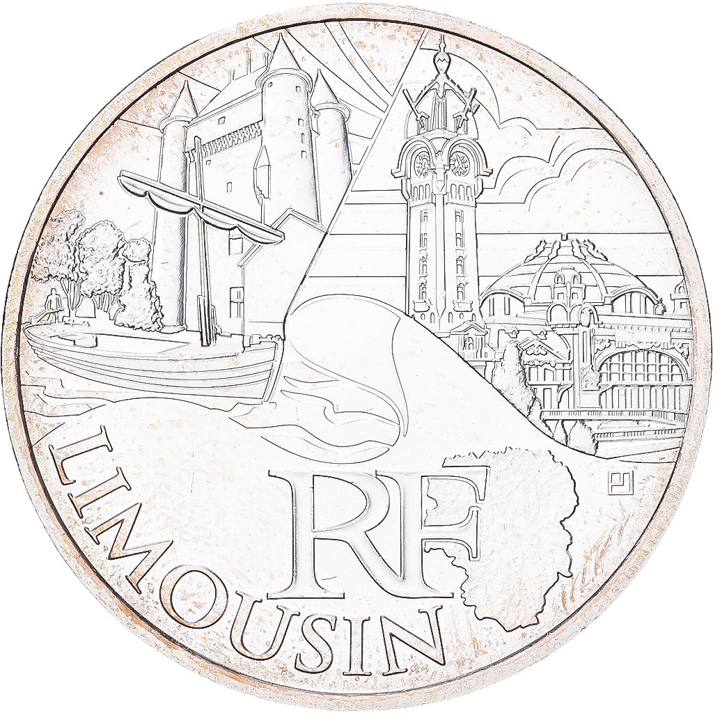 France, 10 Euro, Limousin, 2011, Paris, Silver, MS(60-62), Gadoury:EU450