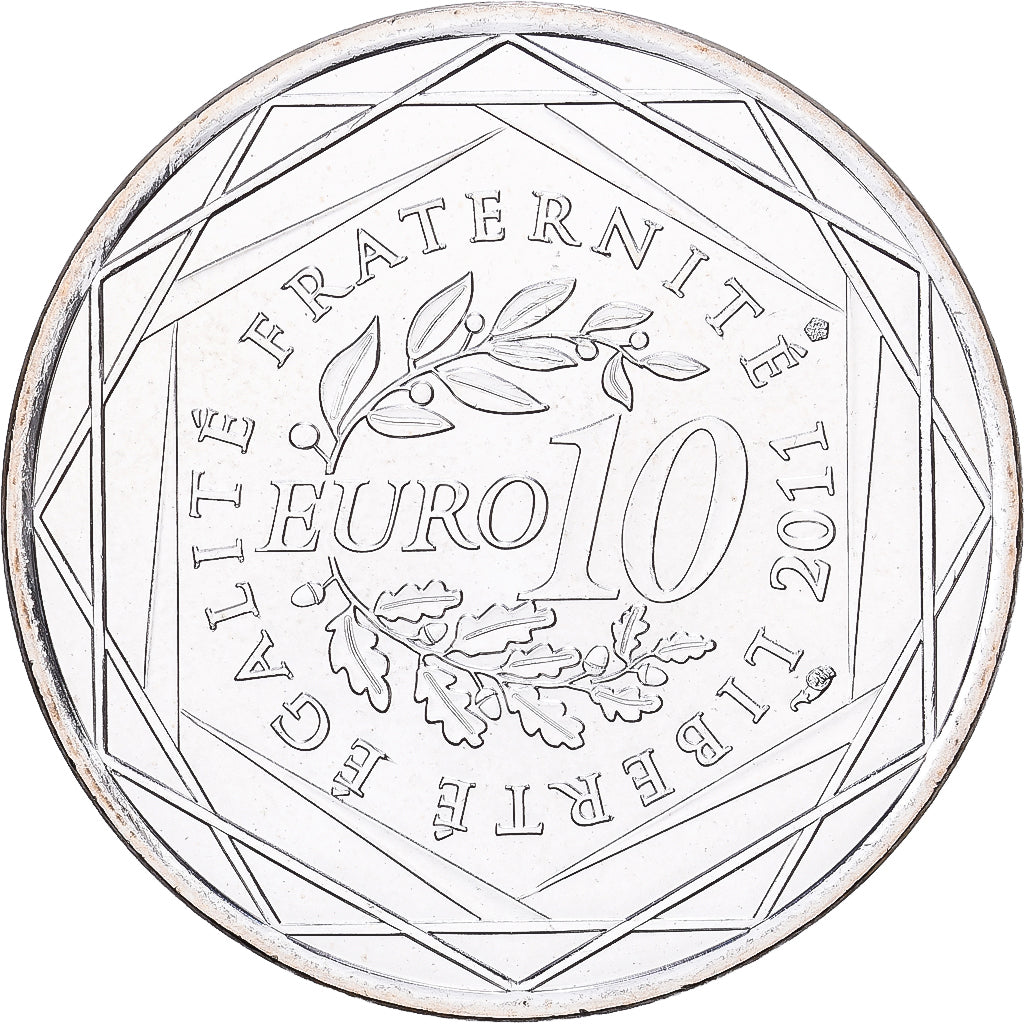 France, 10 Euro, Rhône-Alpes, 2011, Paris, Silver, MS(60-62), Gadoury:EU450
