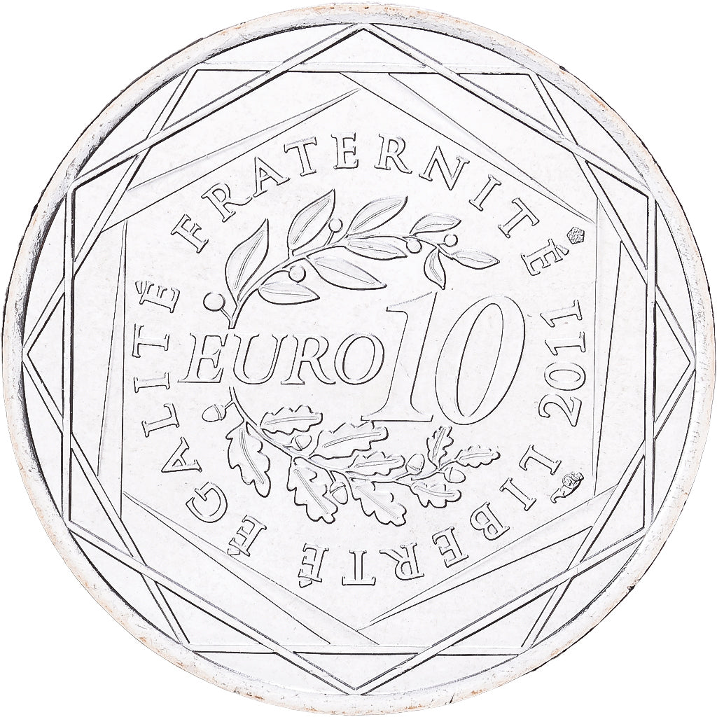 France, 10 Euro, Aquitaine, 2011, Paris, Silver, MS(60-62), Gadoury:EU450