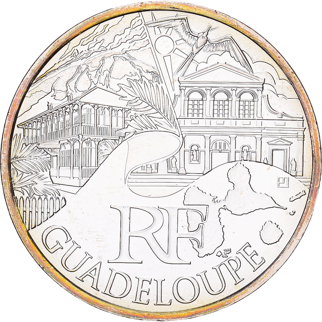 France, 10 Euro, Guadeloupe, 2011, Paris, Argent, SUP+, Gadoury:EU450, KM:1737