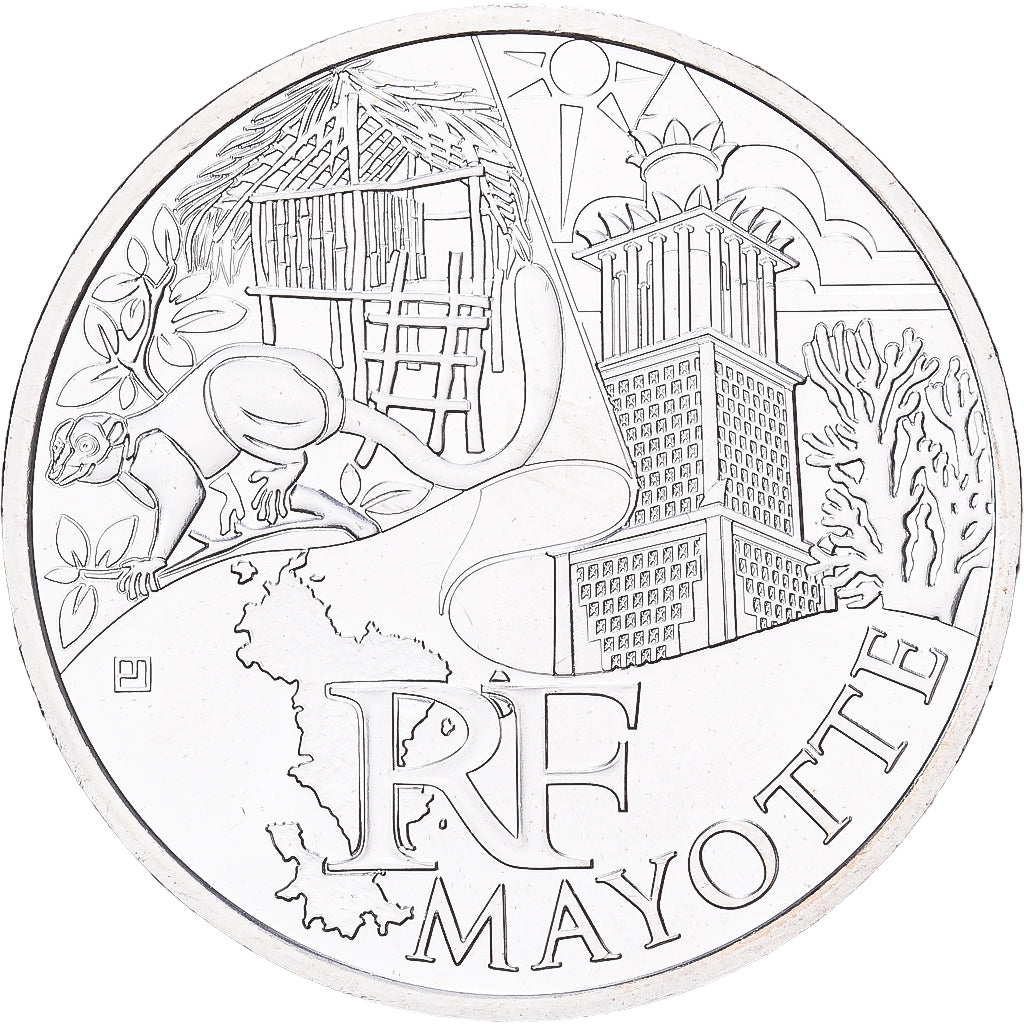 France, 10 Euro, Mayotte, 2011, Paris, Silver, MS(60-62), Gadoury:EU450, KM:1726