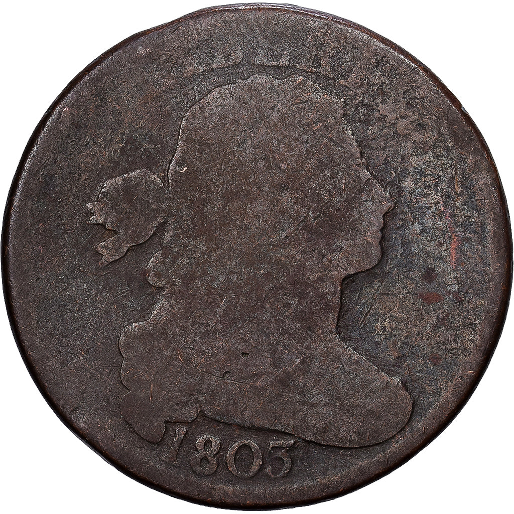 Verenigde Staten, Cent, Draped Bust Cent, 1803, U.S. Mint, Koper, ZG, KM:22