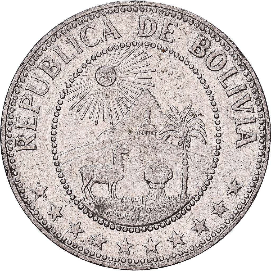 Bolivia, 50 Centavos, 1965, Nickel Clad Steel, EF(40-45), KM:190