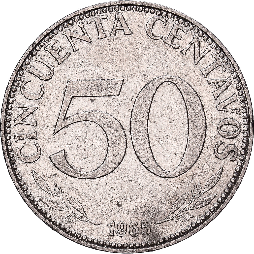 Bolivia, 50 Centavos, 1965, Nickel Clad Steel, EF(40-45), KM:190