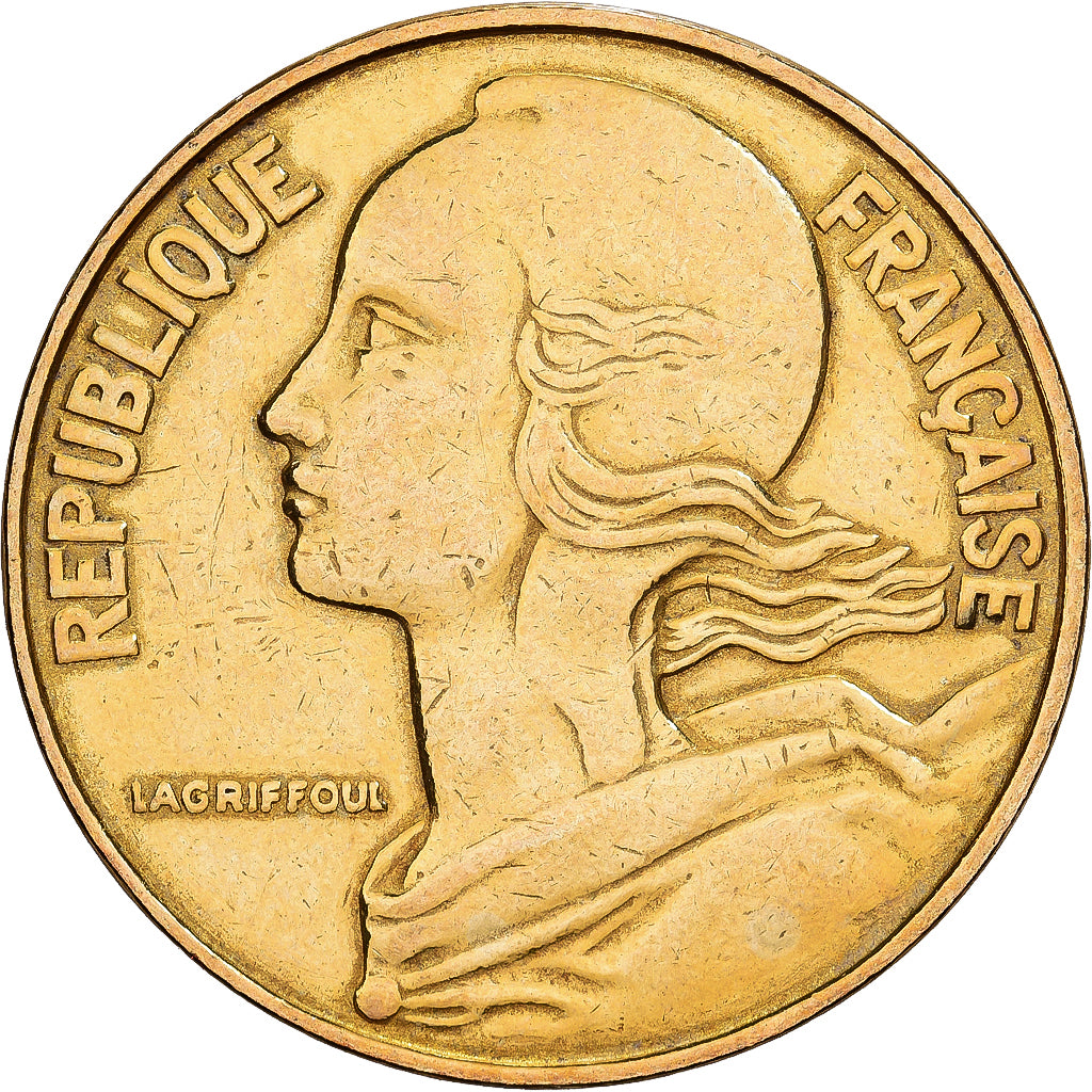 France, 20 Centimes, Marianne, 1964, Paris, Aluminum-Bronze, AU(50-53)