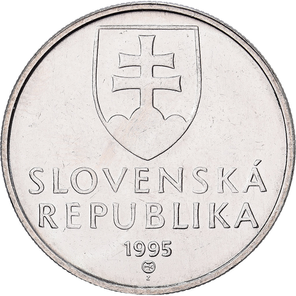 Slovakia, 5 Koruna, 1995, Nickel plated steel, AU(55-58), KM:14