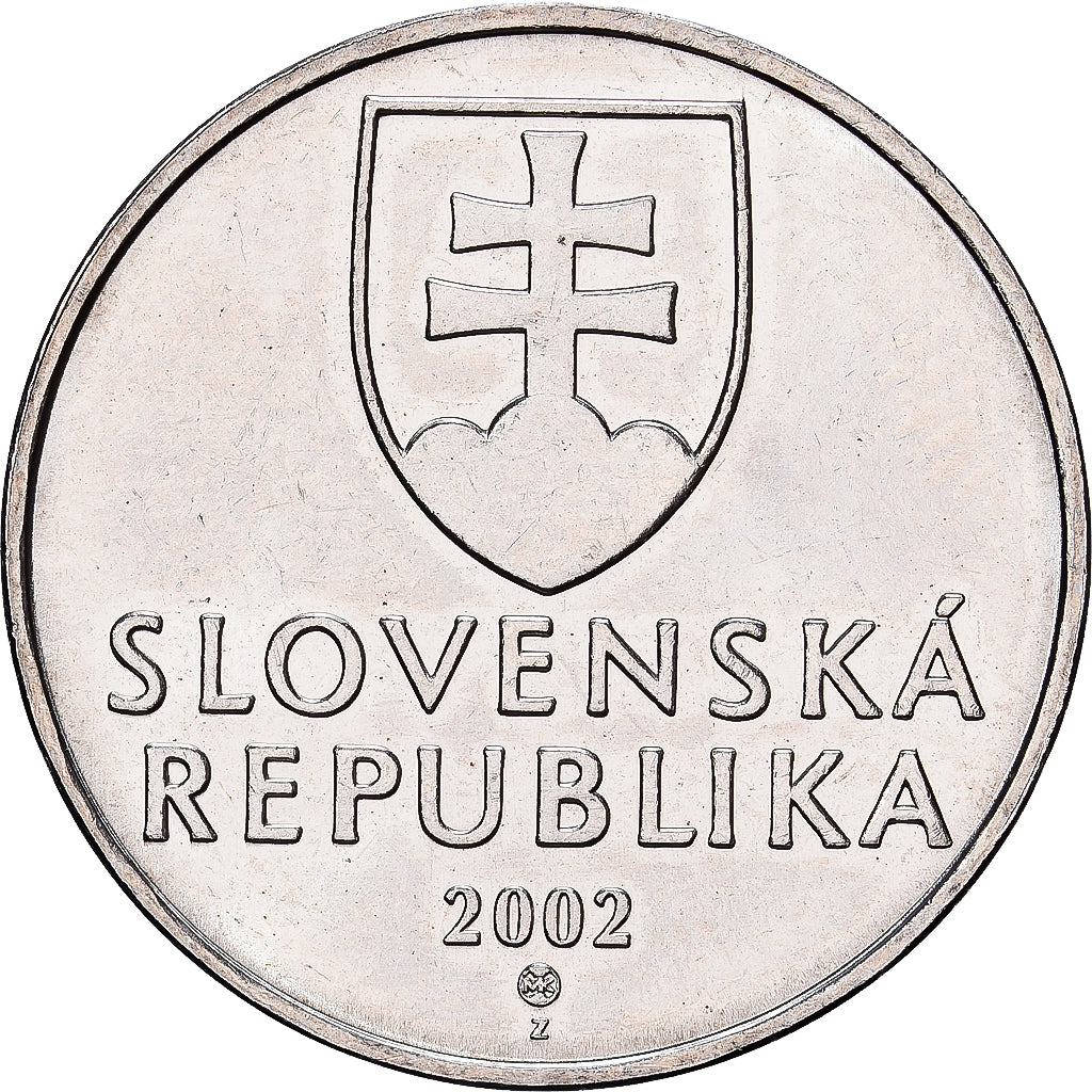 Slovakia, 2 Koruna, 2002, Nickel plated steel, AU(55-58), KM:13