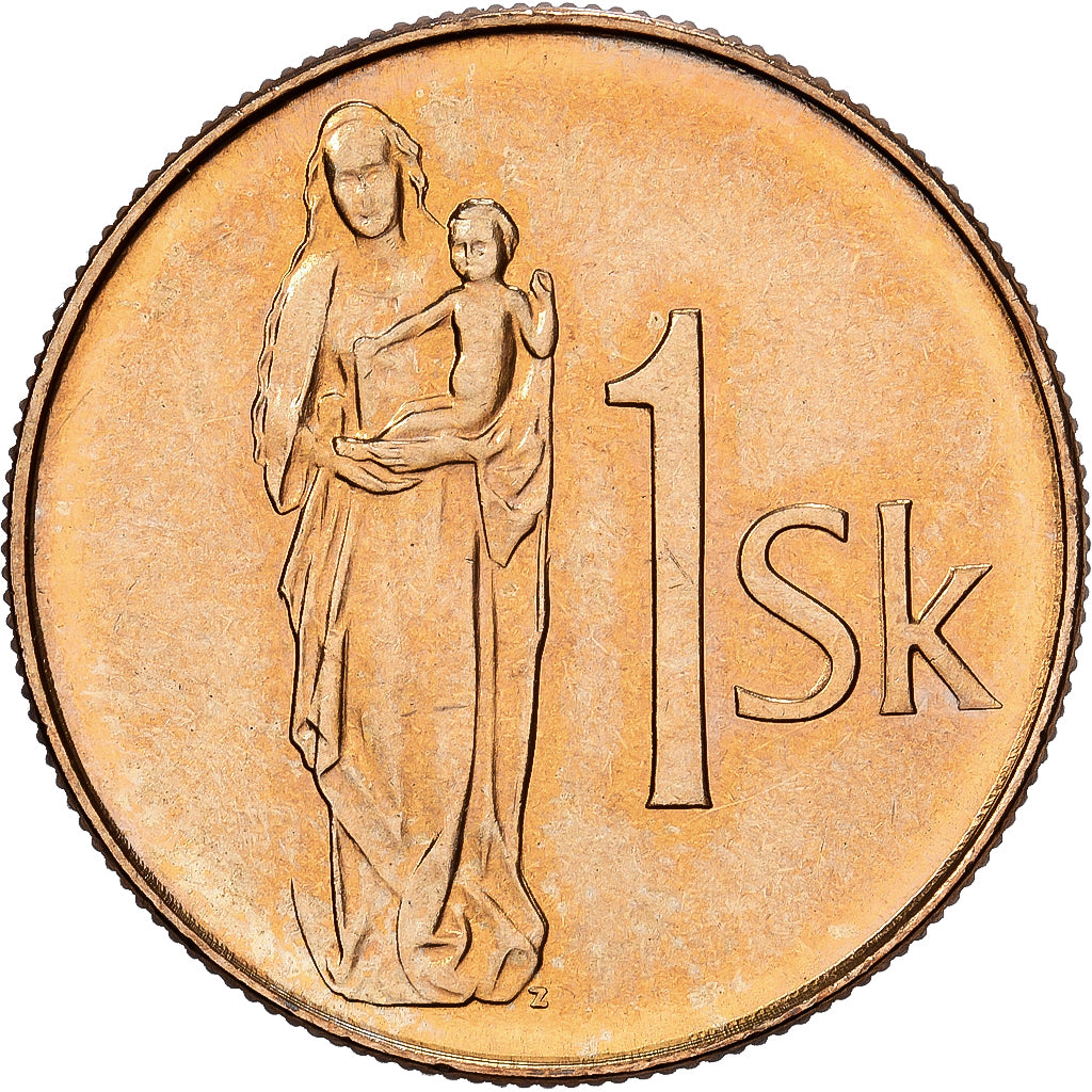 Slovakia, Koruna, 1993, Bronze Plated Steel, AU(55-58), KM:12