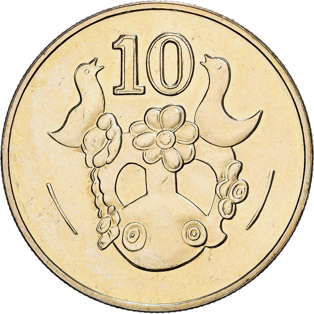Cyprus, 10 Cents, 2004, Nickel-brass, PR, KM:56.3