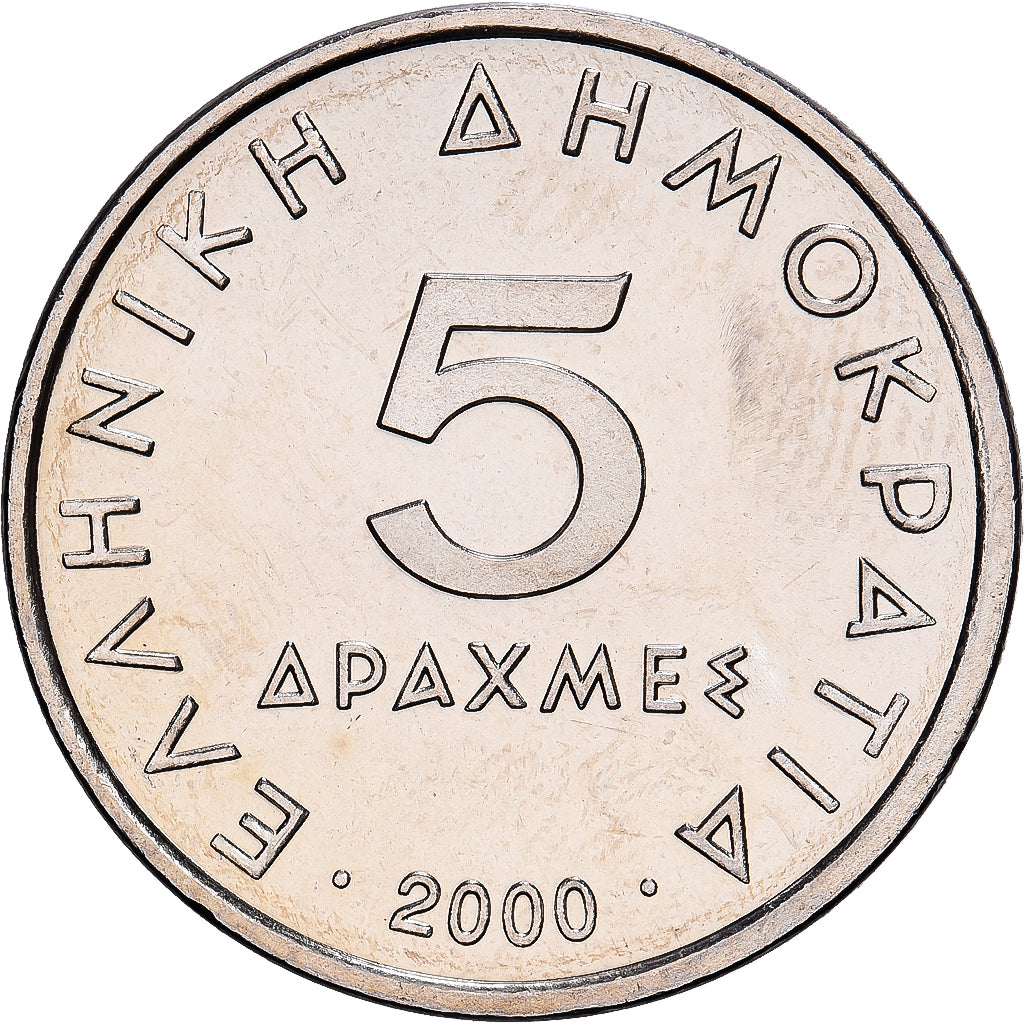 Griechenland, 5 Drachmes, 2000, Athens, Kupfer-Nickel, VZ+, KM:131