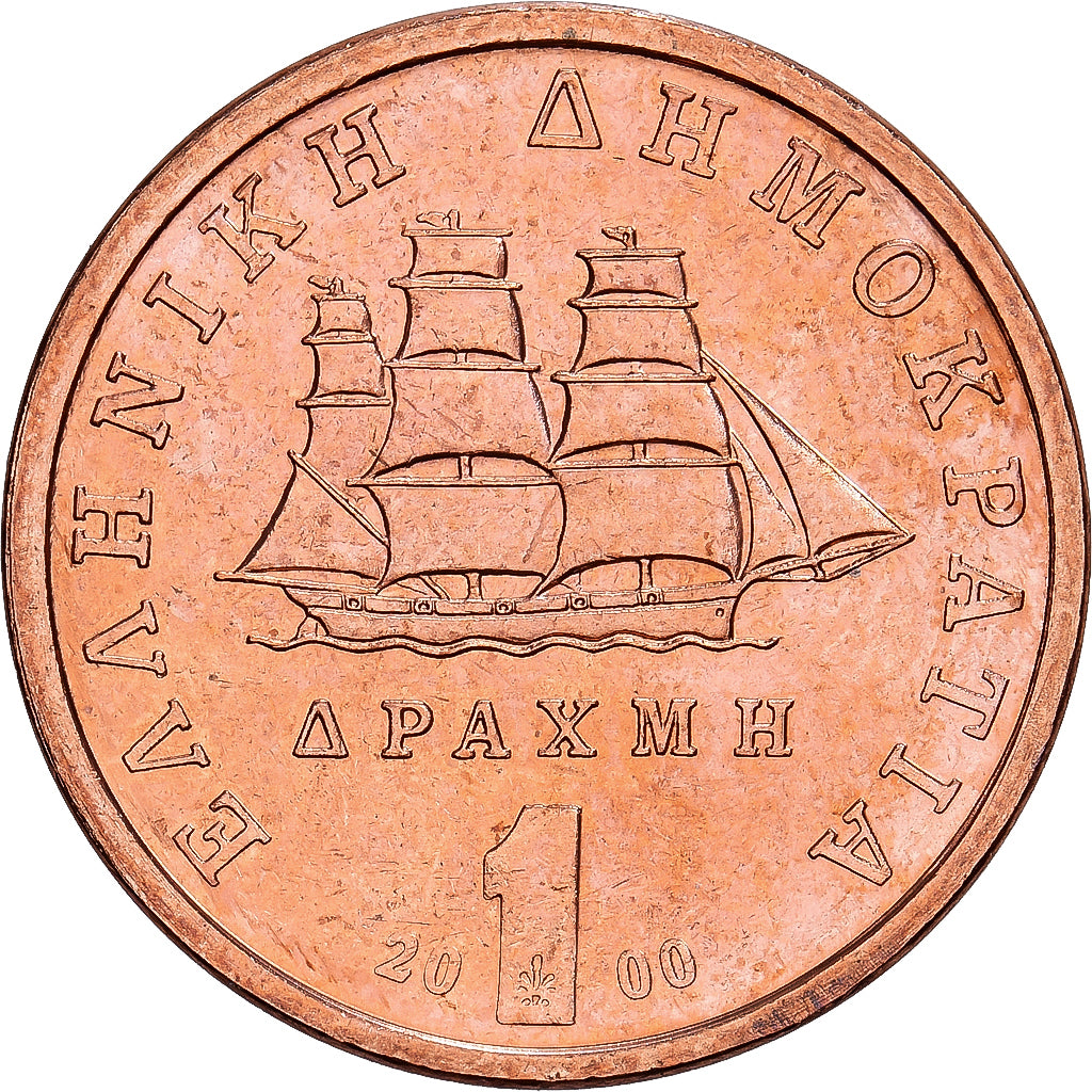 Grecia, Drachma, 2000, Athens, Cobre, EBC+, KM:150