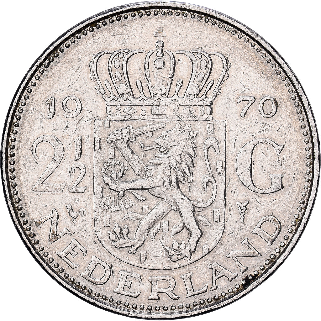 Netherlands, Juliana, 2-1/2 Gulden, 1970, Nickel, EF(40-45), KM:191
