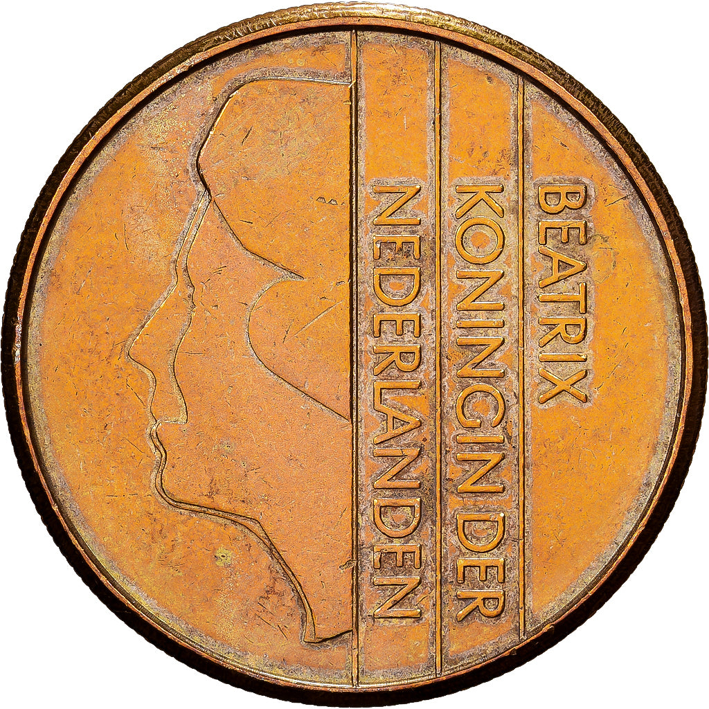 Netherlands, Beatrix, 5 Gulden, 1989, Bronze Clad Nickel, EF(40-45), KM:210
