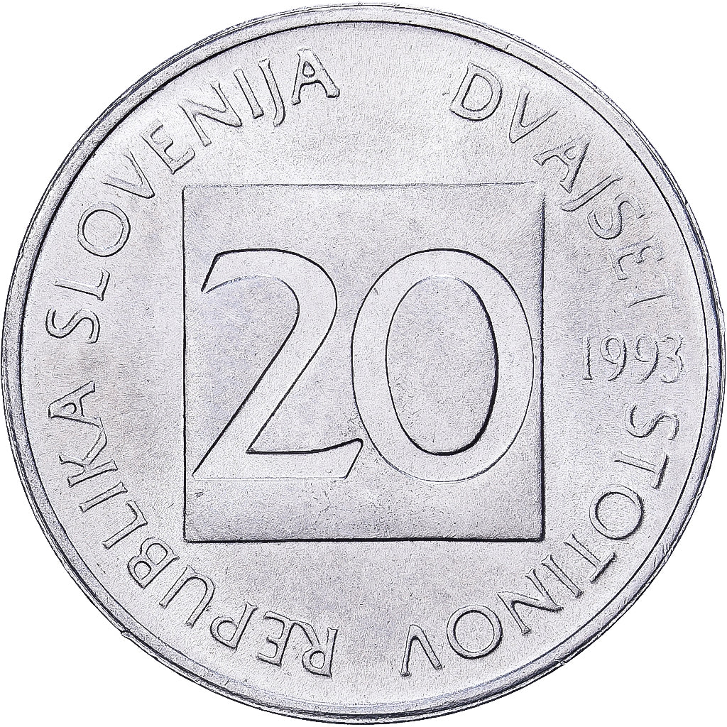 Slovénie, 20 Stotinov, 1993, Kremnica, Aluminium, SUP+, KM:8