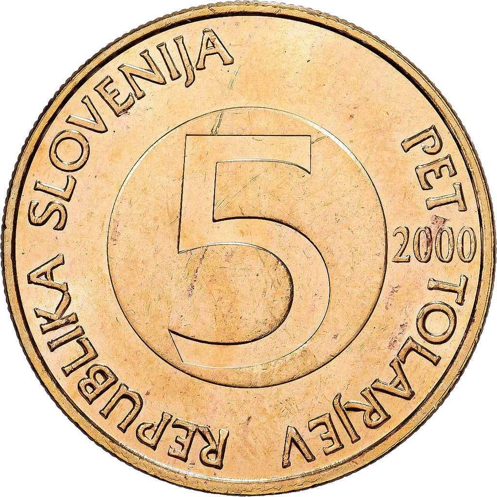 Slovenia, 5 Tolarjev, 2000, Kremnica, Nichel-ottone, SPL, KM:6