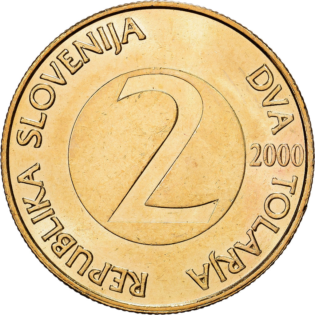 Slovenia, 2 Tolarja, 2000, Kremnica, Nichel-ottone, SPL, KM:5