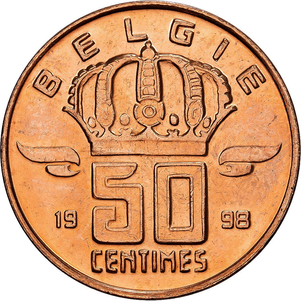 Belgio, Baudouin I, 50 Centimes, 1998, Brussels, Bronzo, SPL, KM:149.1