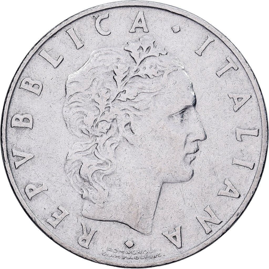 Italie, 50 Lire, 1956, Rome, Acier inoxydable, TTB+, KM:95.1