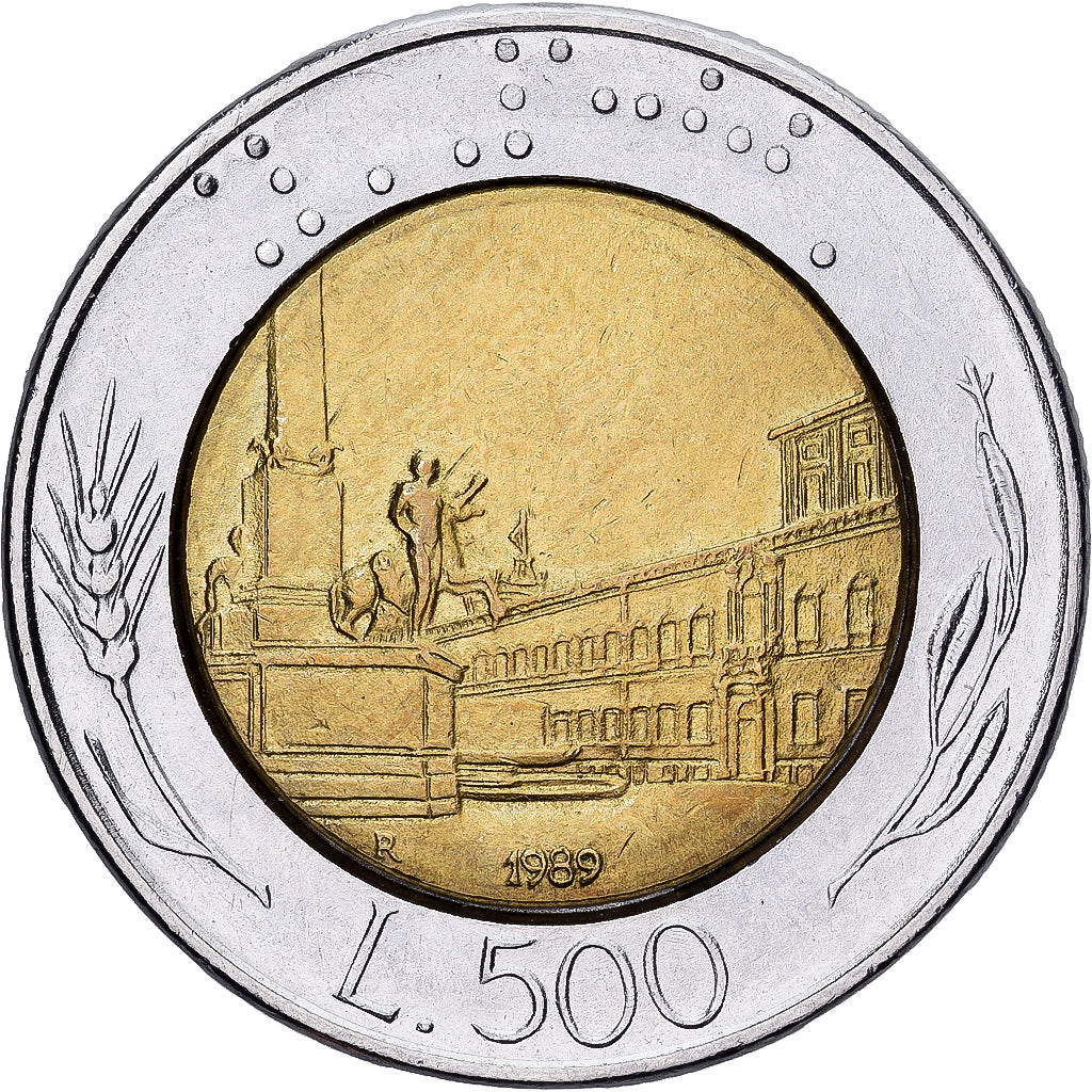 Italy, 500 Lire, 1989, Rome, Bi-Metallic, AU(55-58), KM:111