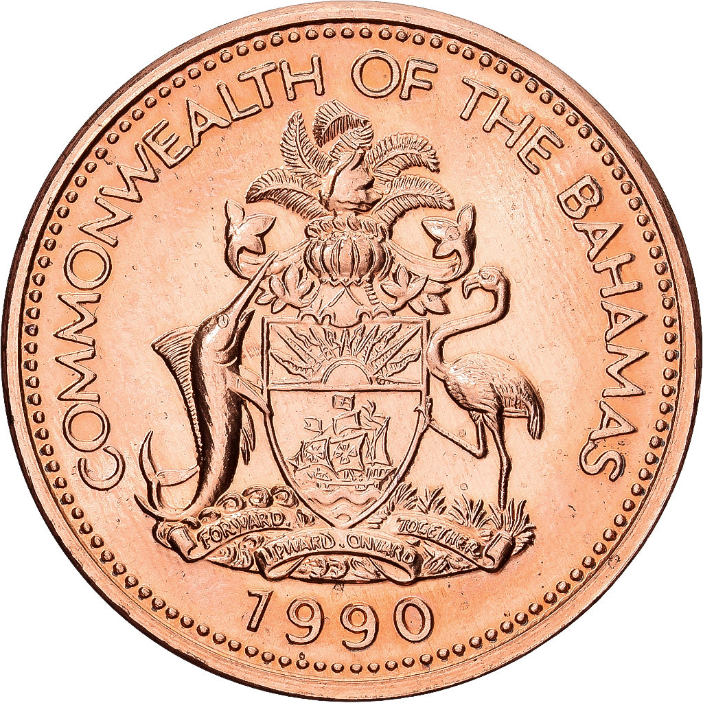 Bahamy, Elizabeth II, Cent, 1990, Miedź platerowana cynkiem, MS(60-62), KM:59a