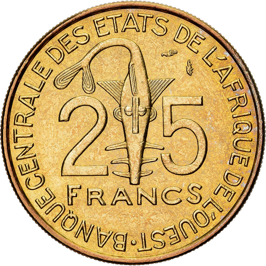 West African States, 25 Francs, 1987, Paris, Aluminum-Bronze, MS(60-62), KM:9
