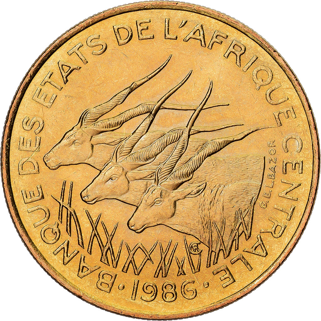 Central African States, 25 Francs, 1986, Paris, Aluminum-Bronze, MS(60-62)