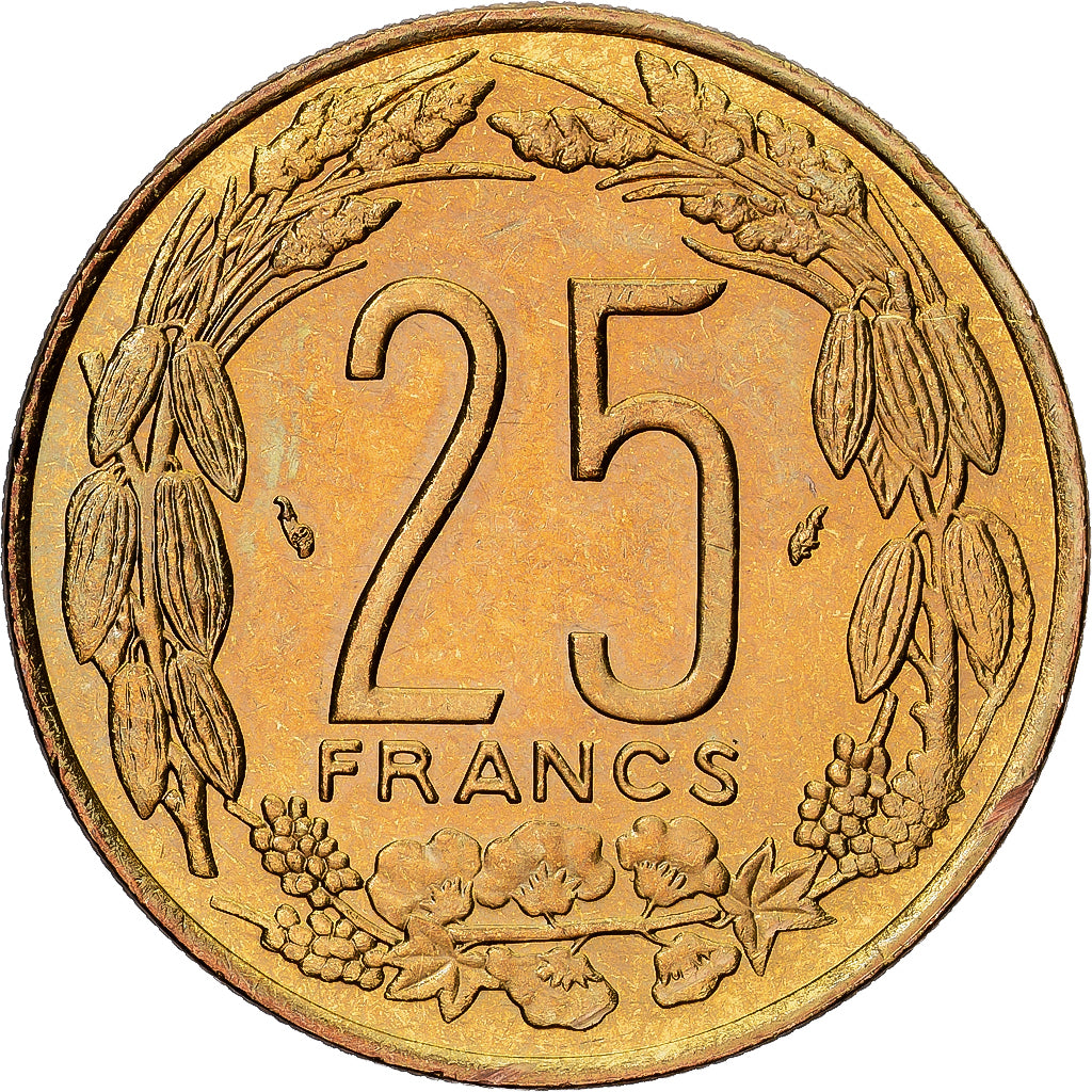 Central African States, 25 Francs, 1986, Paris, Aluminum-Bronze, MS(60-62)
