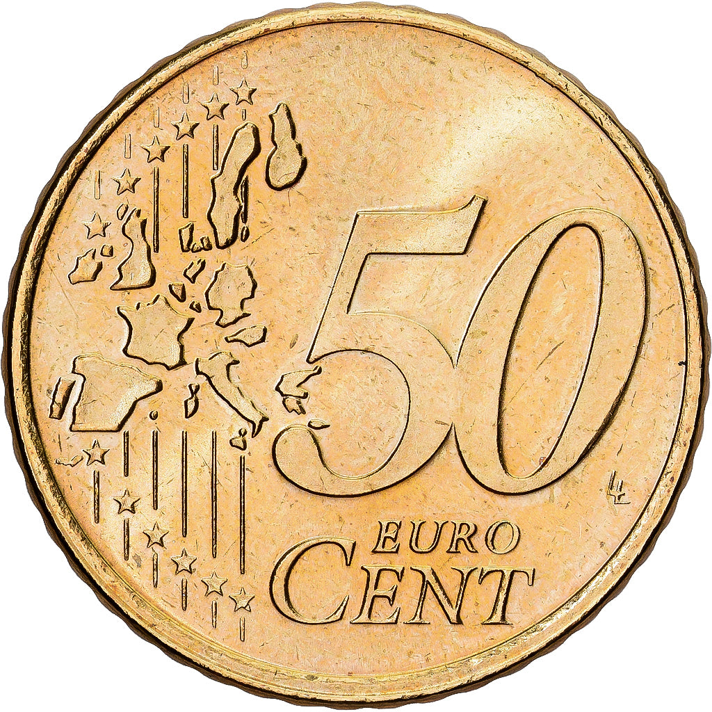Países Bajos, Beatrix, 50 Euro Cent, 2001, Utrecht, Latón, EBC+, KM:239